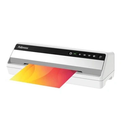 Image of Fellowes Saturn 3i A4 Small Office Laminator 80 125 Micron. Rapid 1 minute warm up time. Including 10 free pouches., Black, Silver