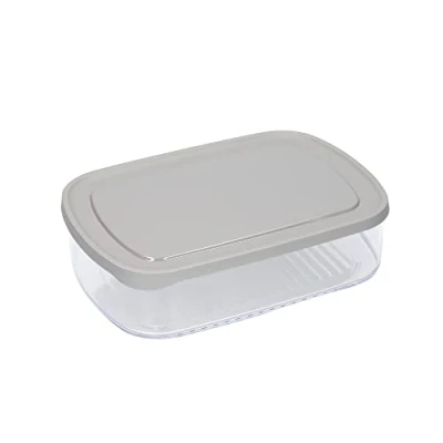 Image of MasterClass Cheese Fridge Storage Box with Lid, Large Airtight Container for Chunks and Slices Grey Lid Freezer, 1700ml