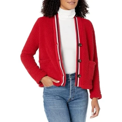 Image of Tommy Hilfiger Women&#039;s Soft Sherpa Cardigan Jacket Sweater, Chili Pepper, XL