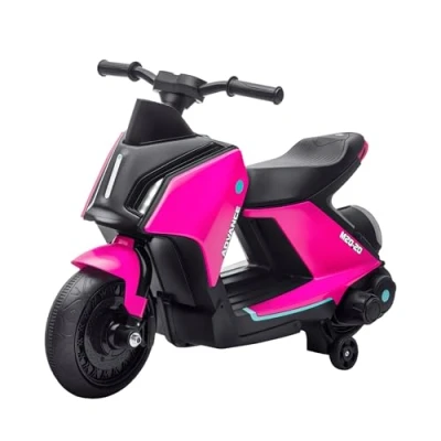 Image of HOMCOM 6V Kids Electric Motorbike Ride On Toy w/Music Headlights Safety Training Wheels for Girls Boy 2 4 Years Pink