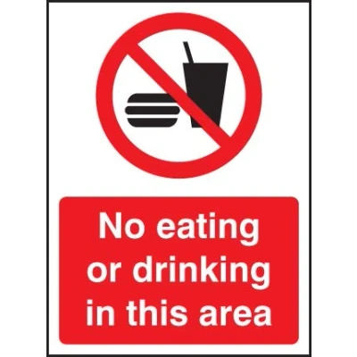 Image of Prohibition Signs No eating or drinking in this area Rigid Plastic