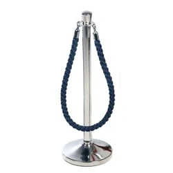 Image of Obex Barriers Stainless Steel Top Hat Head Post with Blue Rope