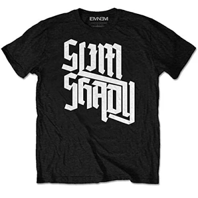 Image of Unknown Men&#039;s Slim Shady Slant T Shirt, Black, XL UK