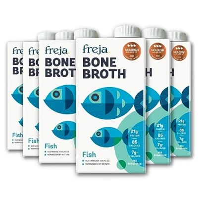Image of Fish Bone Broth Liquid Collagen &amp; Protein Low Carb, Keto Gluten Free Clear Broth, not Stock Cubes, Powder, or Concentrate 6 x 500ml