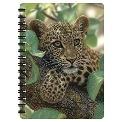 Image of 3D LiveLife Jotter Tree Hugger from Deluxebase. Lenticular Leopard A6 Spiral Notebook with Plain Recycled Paper Pages. Artwork Licensed Renowned Artist Collin Bogle