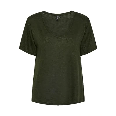 Image of PIECES Women&#039;s Pcnollie SS Top Noos T Shirt, Green (Duffel Bag), XS