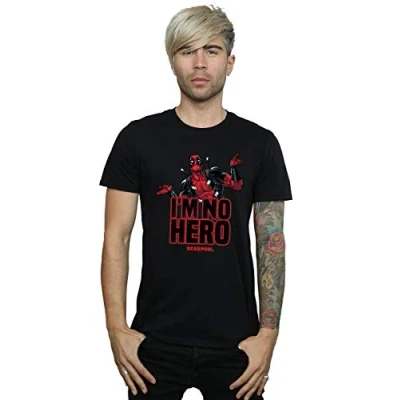 Image of Marvel Men&#039;s Deadpool I&#039;m No Hero T Shirt Black Large