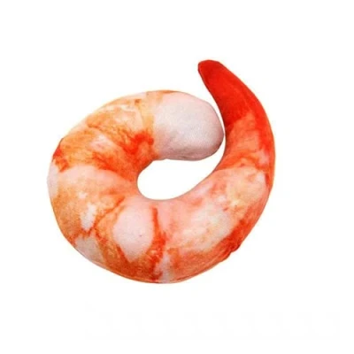 Image of ausuky Pet Cat Kicker Simulation Food Shrimp Dog Toys Anti Bite Chew Doll (Shrimp)