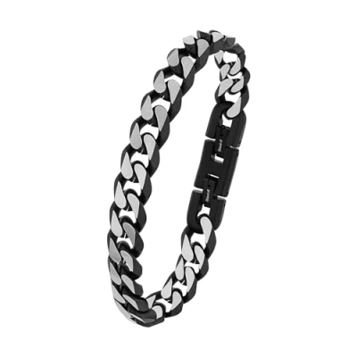Image of s.Oliver bracelet stainless steel leather men&#039;s arm jewelry, 20+1,5 cm, silver, Comes in jewelry gift box, 2022624