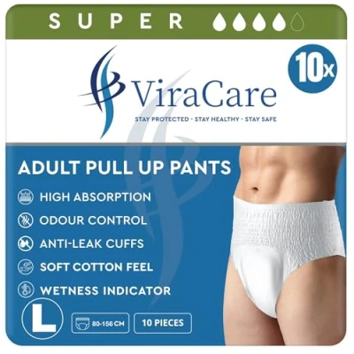 Image of 50 x Incontinence Pants Men &amp; Women with Wetness Indicator Soft Stretch Waistband Disposable Adult Nappies Waist Size Large 80 156 cm Diapers