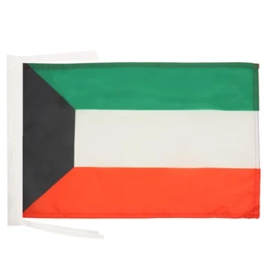 Image of AZ Flag Kuwait 18&#039;&#039; x 12&#039;&#039; 100% Polyester Kuwaiti Small Banner with Two Cords Fade Resistant Vivid Colors 18x12 in 45x30 Cm