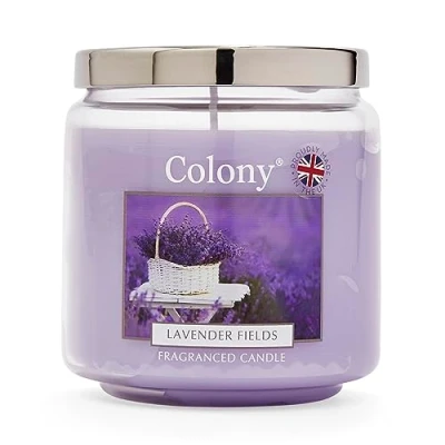 Image of Wax Lyrical, Colony Lavender Fields Medium Candle Jar, Burn Time of Up to 75 Hours
