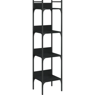 Image of vidaXL Bookshelf 4 Tier Black 35x30x138.5 cm Engineered Wood