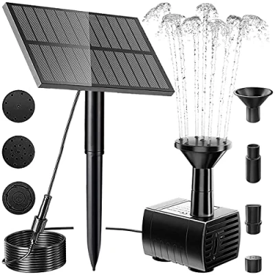 Image of Solar Fountain Pump, 1.5W Powered Water Feature with 7 Nozzles,Solar Pump Floating for Garden Small Pond Pool Fish Tank Bird Bath (Square A)
