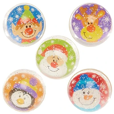 Image of Baker Ross FX401 Christmas Chums Glitter Jet Balls Pack of 10, Xmas Party Bag Fillers for Kids, Kids Bouncy Balls, Childrens Favours