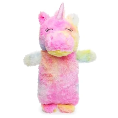 Image of A2Z Hot Water Bottle 750ML 3D Animal Unicorn Rainbow Low Pile Plush Fleece Cover Rubber Bag for Pain Relief Cosy Nights and Relaxation