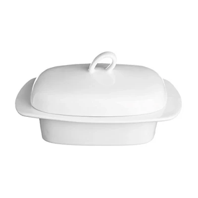 Image of Price &amp; Kensington Simplicity Butter Dish with Lid White Porcelain