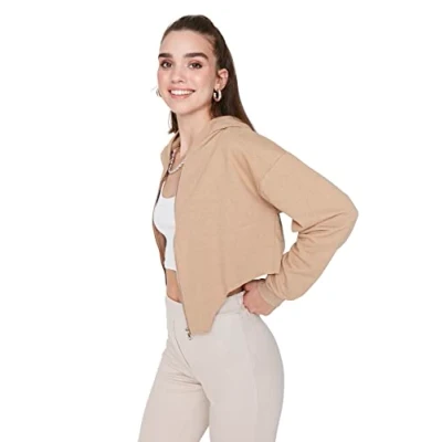 Image of Trendyol Women Regular Basic Hood Knit Sweatshirt
