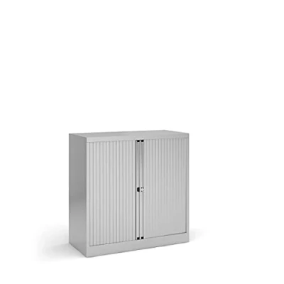 Image of Mr Office Bisley systems storage low tambour cupboard 1000mm high silver
