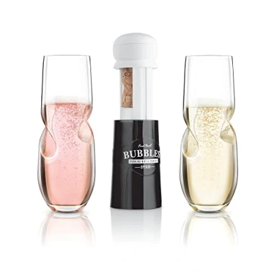 Image of Final Touch Bubbles Sparkling, Champagne, Bubbly Glass Set with Opener 10 oz (300 ml)