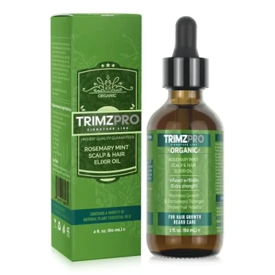 Image of Trimzpro Organics Biotin Rosemary Mint Hair &amp; Scalp Elixir For Growth Anti Frizz Conditioning Serum Unisex Vegan