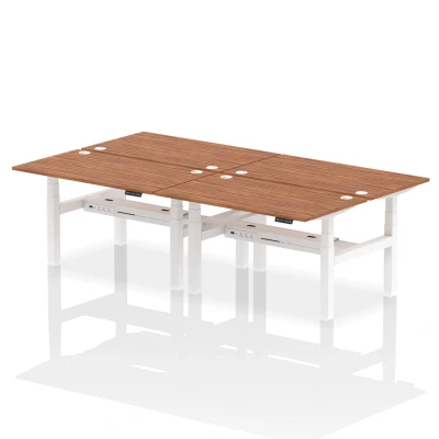 Image of Air B2B 1400x800mm Height Adjustable 4P Bench Desk CP Walnut/White