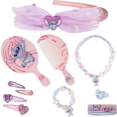 Image of Stitch Hair Accessories Disney for Girls Hairbrush and Brush Jewellery Kids Fans of Lilo &amp;
