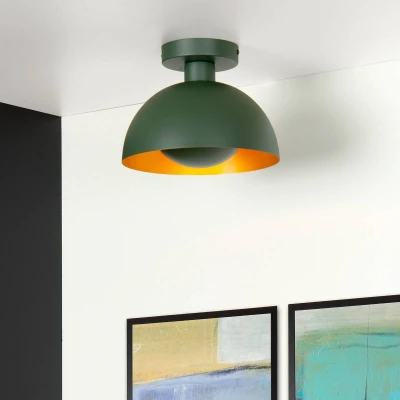 Image of Lucide Siemon ceiling light made of steel, Ø 25 cm, green