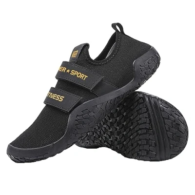 Image of JiuQing Deadlift Shoes Men Women Weightlifting Squat Barefoot Fitness Cross Trainer Sneaker for Indoor Gym,Black,8 UK