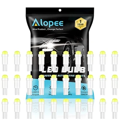 Image of Alopee T5 LED Bulbs, DC 12V Bright White 74 Bulb, 2721 Bulb for 73 37 Auto Car Dash Instrument Panel Gauge Cluster Indicator Lights Door Light 1SMD COB Chip