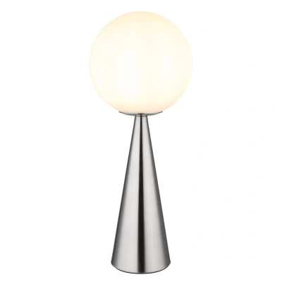 Image of Pinpal Globe Table Lamp Nickel Matt Ball Opal Glass Shade 1x E27