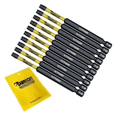 Image of 10 x SabreCut SCTP4089_10 89mm T40 TX40 Torx Tamper Proof Security Magnetic Impact Screwdriver Driver Bits Set Heavy Duty Compatible with Dewalt Milwaukee Bosch Makita and More