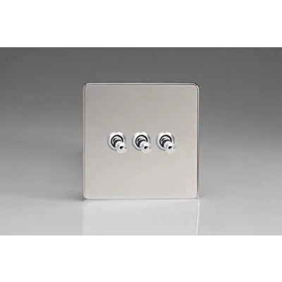 Image of Varilight 3 Gang 10A 1 or 2 Way Toggle Light Switch Polished Chrome XDCT3S