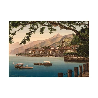 Image of Wee Blue Coo Photo Bellagio General Lake Como Landscape Boats Picture Wall Art Print