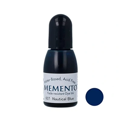 Image of Tsukineko Inker Stamp Ink 15 ml Blue, Nautical Accessories Reinker for Memento Pads, 15ml