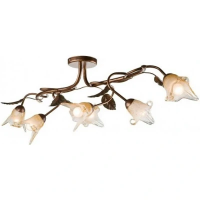 Image of Ania Bar Pendant Ceiling Light Brown, 6x E14