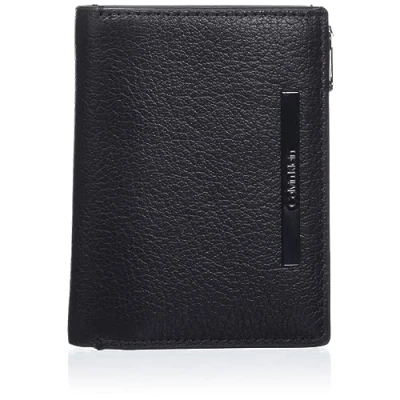 Image of Calvin Klein Men Wallet Modern Bar Trifold Leather, Black (Ck Black), One Size