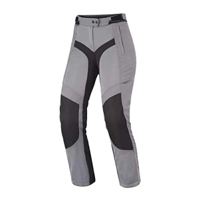 Image of SHIMA JET LADY Motorcycle Pants for Women Summer, Reinforced, Adventure, Touring Biker Trousers Womens Mesh with Waterproof Membrane, CE Knee Armor Pads (Grey, XS)