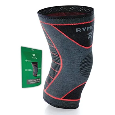 Image of Rymora Knee Compression Sleeve Brace Sleeves for Men &amp; Women Tendonitis Tennis Golf Weightlifting (1, Slate Grey, XS)