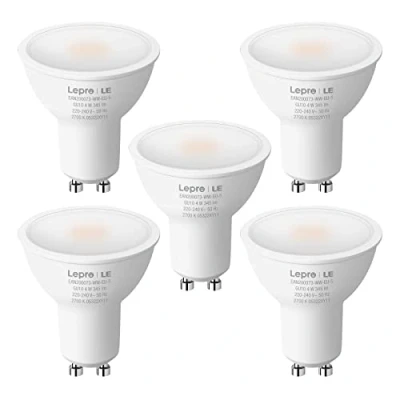Image of Lepro GU10 LED Bulbs Warm White, 4W 345lm 2700K, Energy Saving Light Bulbs, 50W Halogen Spotlight Equivalent, 100 Beam Angle, Non Dimmable, Pack of 5