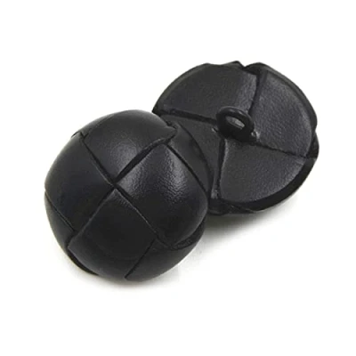 Image of xlygood 5pcs Genuine Leather Covered Buttons 15mm 26mm Black Brown Button for Coats Jacket Buttons, Black, 23mm