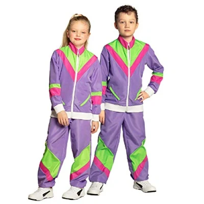 Image of Boland Kids Boys Girls 80&#039;s Shell Suit Fancy Dress Costume Multicolour, Age 10 12