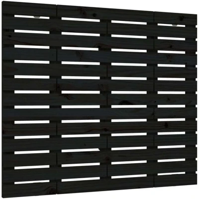 Image of vidaXL Wall Mounted Headboard in Black Solid Pine Wood, Easy Installation, Comfy Back Support, Classic Elegant Design for Bedroom Decor, 141x3x91.5cm
