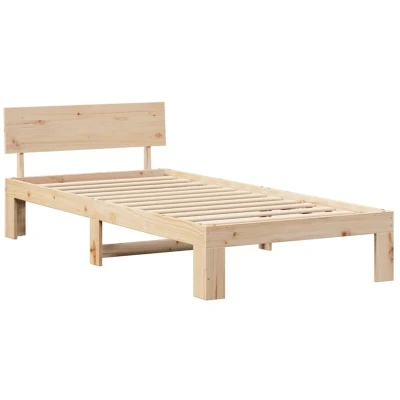 Image of Bed Frame with Headboard 90x200 cm Solid Pine Wood Vidaxl