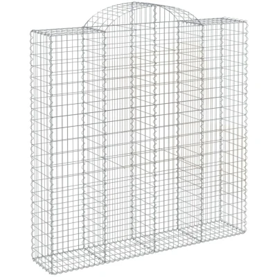 Image of vidaXL Arched Gabion Baskets 14 pcs 200x50x200/220 cm Galvanised Iron