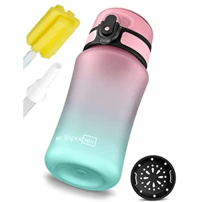 Image of My Vesperbox Minny Children&#039;s Leak Proof Water Bottle with Straw or Strainer 350ml, 500ml Lightweight Tritan BPA Free for Nursery, School