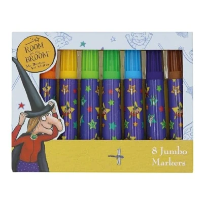 Image of Robert Frederick Set of 8 Jumbo Marker Pens for Children Room On The Broom Design Perfect Ages 3 Years Upward