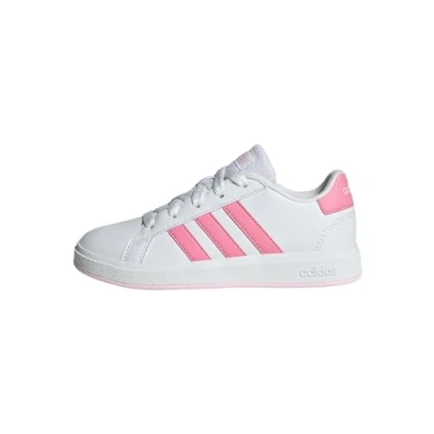 Image of adidas Grand Court Lifestyle Tennis Lace Up Shoes, Cloud White/Bliss Pink/Clear Pink, 1 UK