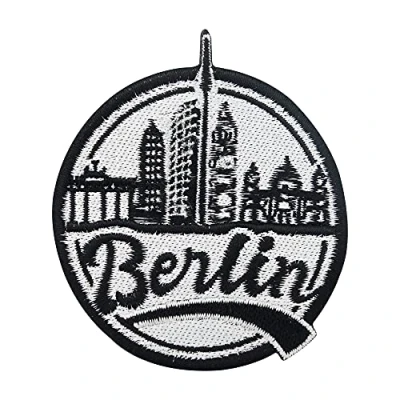Image of Round Berlin Patch to Iron on City Embroidery Patch, Bear Patches, Biker ironable Flag Badges Finally Home
