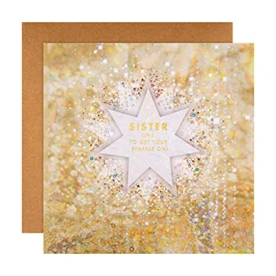 Image of Hallmark Christmas Card for Sister Sparkling Star Design, Gold